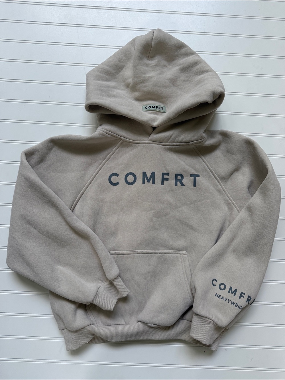 (370)Comfrt Kids Heavyweight Hoodie Youth XL Taupe Beige Oversized